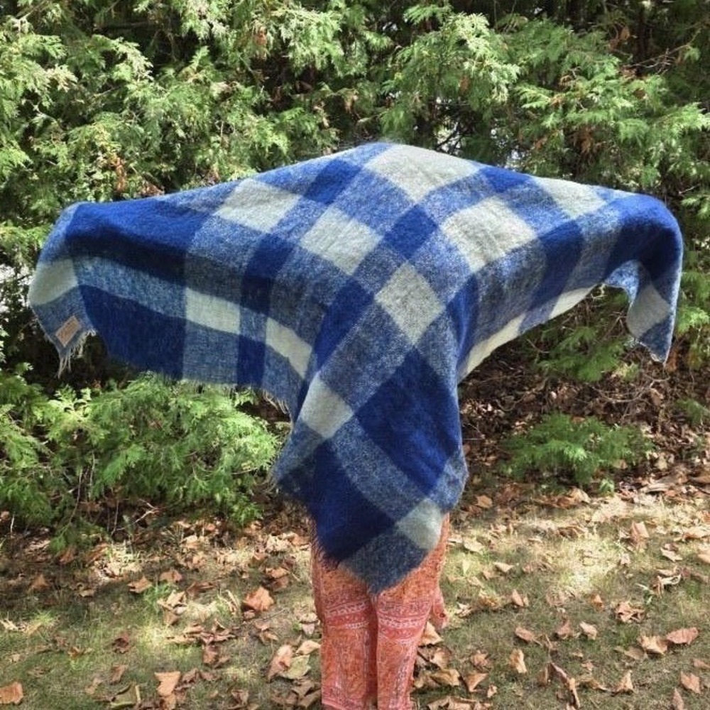 Onkaparinga Kerrymuire Vintage Mohair Throw Blanket Blue Gray 68x54 Australia